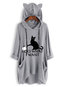 Hooded Long Loose Cute Polyester Hoodie (Style V100655)
