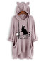 Hooded Long Loose Cute Polyester Hoodie (Style V100655)