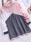 Hooded Standard Loose Patchwork Polyester Hoodie (Style V100657)
