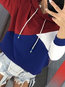 Hooded Standard Loose Patchwork Polyester Hoodie (Style V100657)