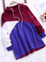 Hooded Standard Loose Patchwork Polyester Hoodie (Style V100657)
