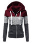 Loose Casual Patchwork Cotton Blends Patchwork Hoodie (Style V100661)