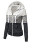 Loose Casual Patchwork Cotton Blends Patchwork Hoodie (Style V100661)