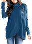 Heap Collar Long Loose Fashion Button Sweatshirts (Style V100664)