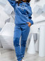 Standard Loose Patchwork Corduroy Polyester Two Piece Sweatshirts (Style V100673)