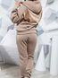 Standard Loose Patchwork Corduroy Polyester Two Piece Sweatshirts (Style V100673)