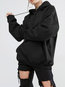 Hooded Standard Loose Cotton Pockets Sweatshirts (Style V100690)