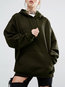 Hooded Standard Loose Cotton Pockets Sweatshirts (Style V100690)