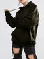 Hooded Standard Loose Cotton Pockets Sweatshirts (Style V100690)