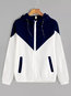 Hooded Loose Casual Patchwork Polyester Hoodie (Style V100695)