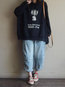 Standard Loose Casual Letter Cotton Sweatshirts (Style V100698)