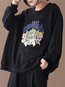 Boat Neck Standard Loose Letter Cotton Sweatshirts (Style V100701)