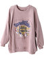 Boat Neck Standard Loose Letter Cotton Sweatshirts (Style V100701)