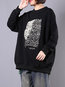 Boat Neck Loose Casual Letter Feather Sweatshirts (Style V100702)