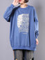 Boat Neck Loose Casual Letter Feather Sweatshirts (Style V100702)