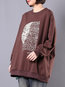 Boat Neck Loose Casual Letter Feather Sweatshirts (Style V100702)