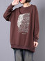Boat Neck Loose Casual Letter Feather Sweatshirts (Style V100702)