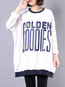 Boat Neck Loose Letter Cotton Pockets Sweatshirts (Style V100703)
