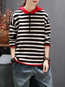 Hooded Standard Loose Striped Wool Sweatshirts (Style V100704)
