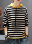 Hooded Standard Loose Striped Wool Sweatshirts (Style V100704)
