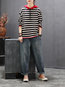 Hooded Standard Loose Striped Wool Sweatshirts (Style V100704)