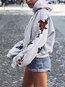 Hooded Standard Loose Floral Polyester Sweatshirts (Style V100711)