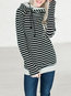 Heap Collar Slim Striped Cotton Pockets Sweatshirts (Style V100722)