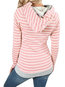 Heap Collar Slim Striped Cotton Pockets Sweatshirts (Style V100722)