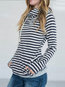 Heap Collar Slim Striped Cotton Pockets Sweatshirts (Style V100722)