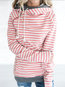 Heap Collar Slim Striped Cotton Pockets Sweatshirts (Style V100722)