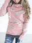 Heap Collar Slim Striped Cotton Pockets Sweatshirts (Style V100722)