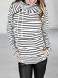 Heap Collar Slim Striped Cotton Pockets Sweatshirts (Style V100722)