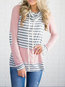Heap Collar Standard Straight Patchwork Cotton Blends Sweatshirts (Style V100733)