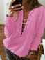 V-neck Standard Straight Fashion Plain Sweatshirts (Style V100737)