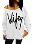 Round Neck Standard Straight Letter Strappy Sweatshirts (Style V100738)