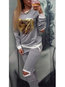 Round Neck Straight Patchwork Polyester Patchwork Sweatshirts (Style V100745)