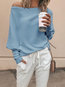 Asymmetric Standard Loose Plain Polyester Sweatshirts (Style V100751)