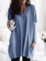 V-neck Long Date Night Plain Polyester Sweatshirts (Style V100755)