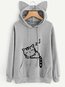 Standard Straight Cute Cotton Blends Pockets Sweatshirts (Style V100761)