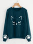 Round Neck Standard Straight Cute Cotton Sweatshirts (Style V100774)