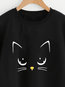 Round Neck Standard Straight Cute Cotton Sweatshirts (Style V100774)