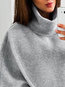 Turtleneck Batwing Fashion Plain Polyester Sweatshirts (Style V100777)