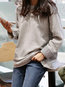 Round Neck Loose Patchwork Polyester Asymmetrical Sweatshirts (Style V100785)