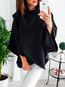 Batwing Sexy Plain Polyester Asymmetrical Sweatshirts (Style V100796)