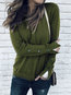 Round Neck Straight Casual Polyester Button Sweatshirts (Style V100802)