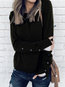 Round Neck Straight Casual Polyester Button Sweatshirts (Style V100802)