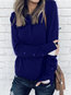 Round Neck Straight Casual Polyester Button Sweatshirts (Style V100802)