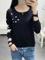 Round Neck Standard Straight Polyester Embroidered Hoodie (Style V100811)