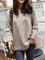 Round Neck Standard Casual Plain Asymmetrical Sweatshirts (Style V100813)