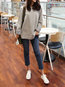 Round Neck Standard Casual Plain Asymmetrical Sweatshirts (Style V100813)